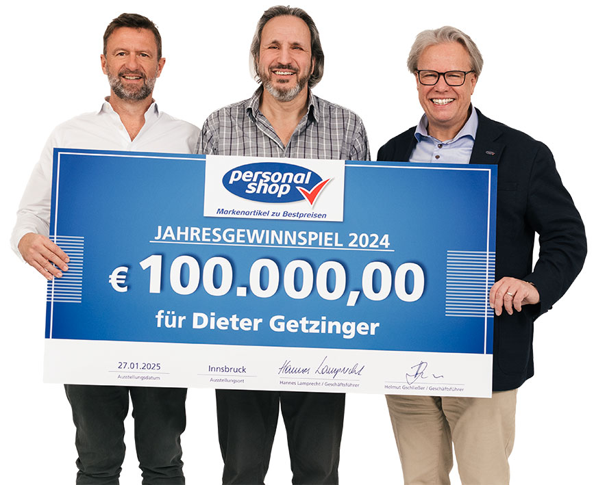 2023: Herr Dieter Getzinger freut sich über 100.000 Euro