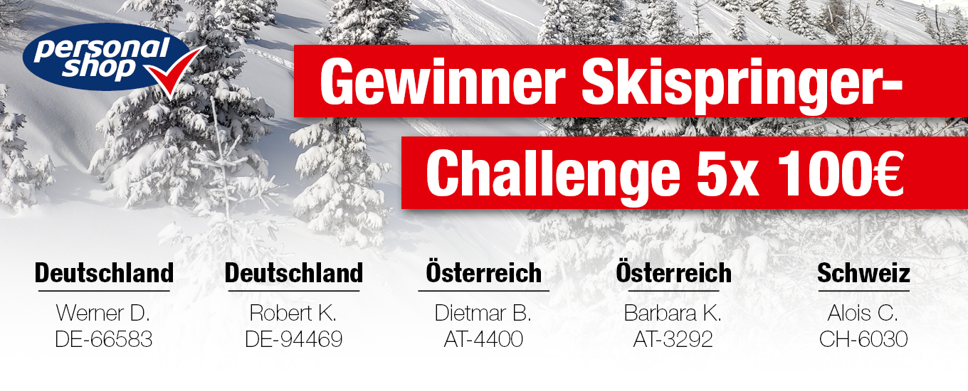 Gewinner Skispringer-Challange: Im Wert von € 100,-