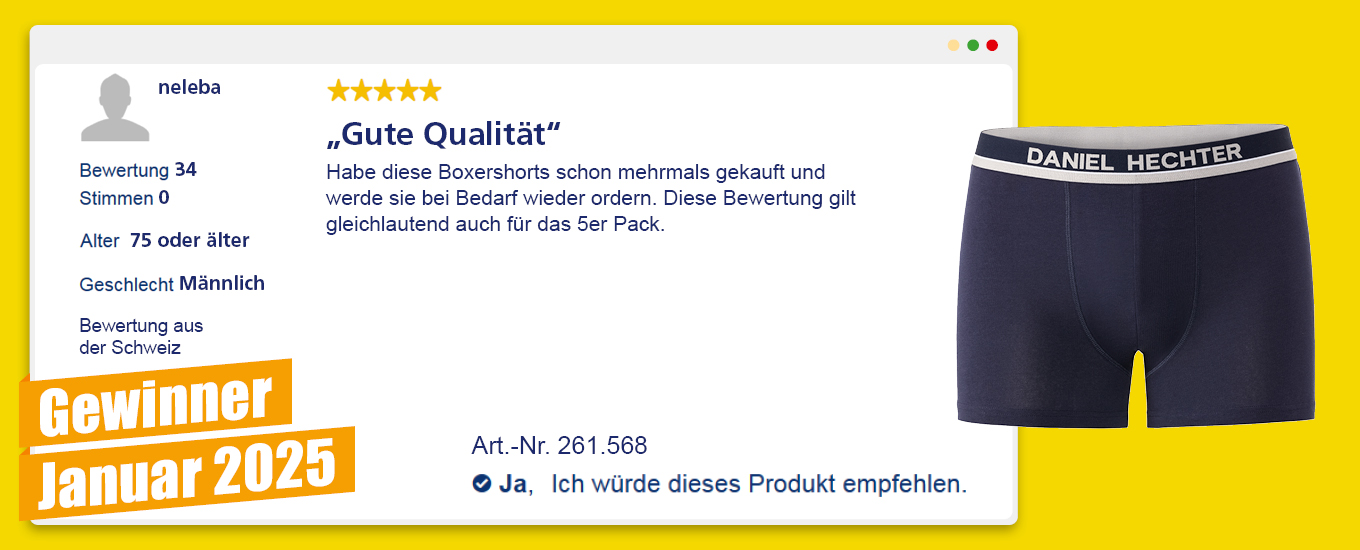 Januar 2024: Gewinner € 100 für die hilfreichste Produktbewertung
