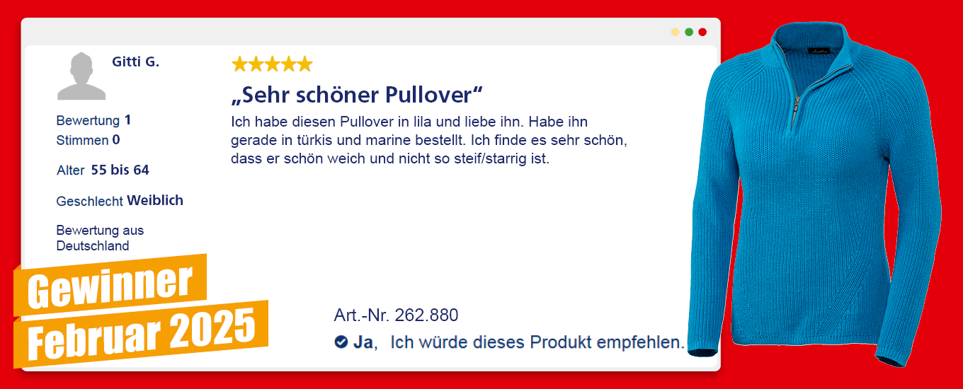 Februar 2024: Gewinner € 100 für die hilfreichste Produktbewertung