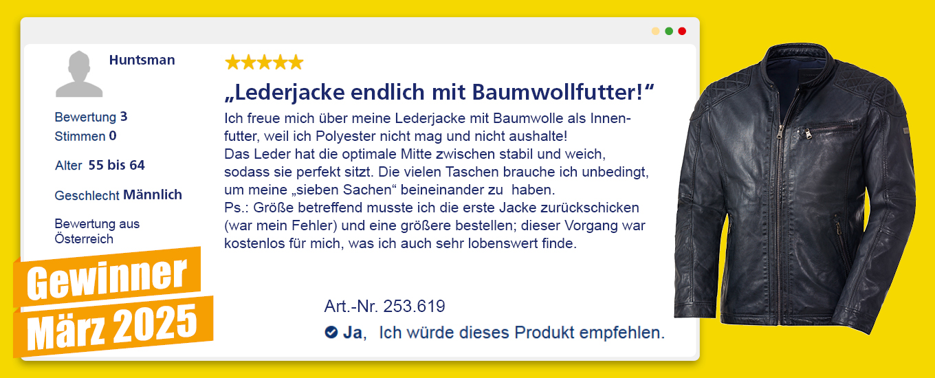 Maerz 2025: Gewinner €100 für die hilfreichste Produktbewertung