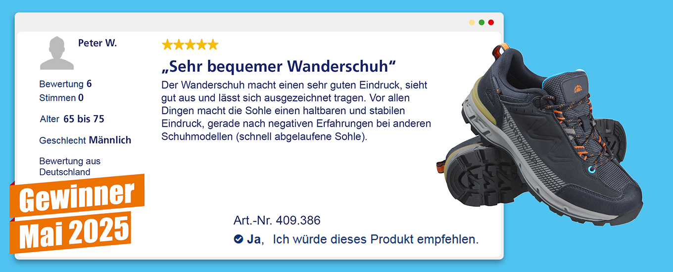 Mai 2024: Gewinner € 100 für die hilfreichste Produktbewertung
