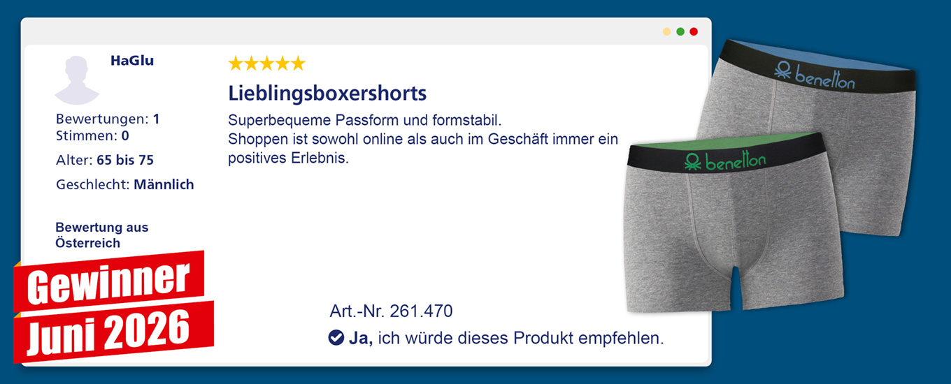 Juni 2026: Gewinner &euro; 100 f&uuml;r die hilfreichste Produktbewertung