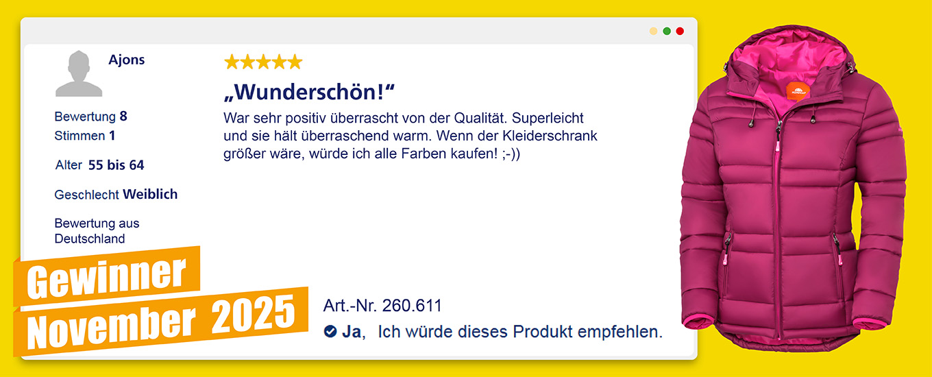 November 2025: Gewinner &euro;100 f&uuml;r die hilfreichste Produktbewertung